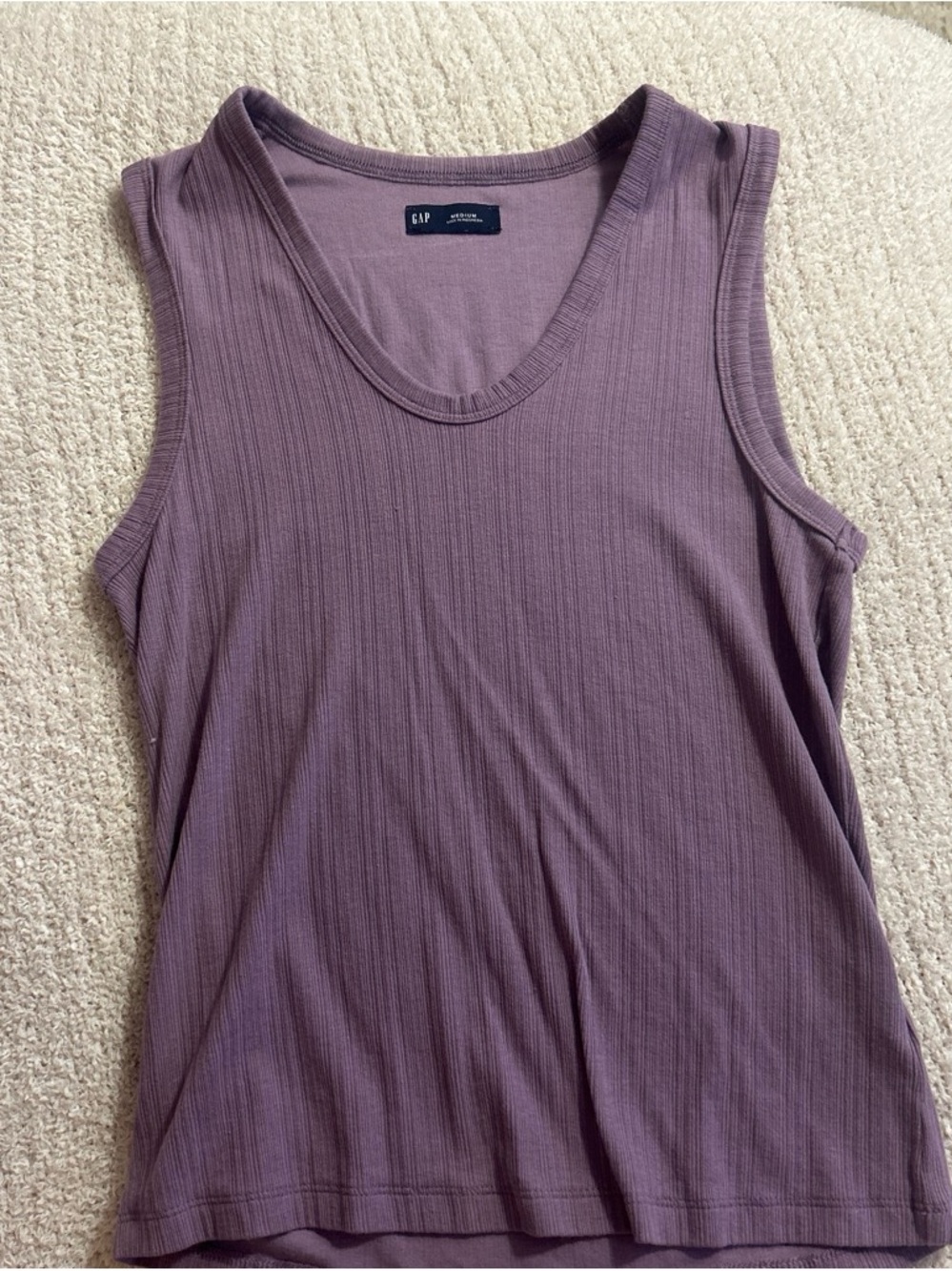 GAP Ribbed Scoop Neck Tank Top - Purple